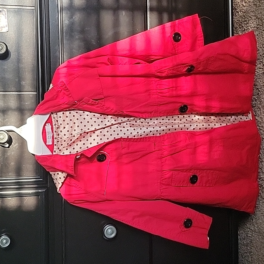 Red Kids Jacket with Polka Dot Lining
